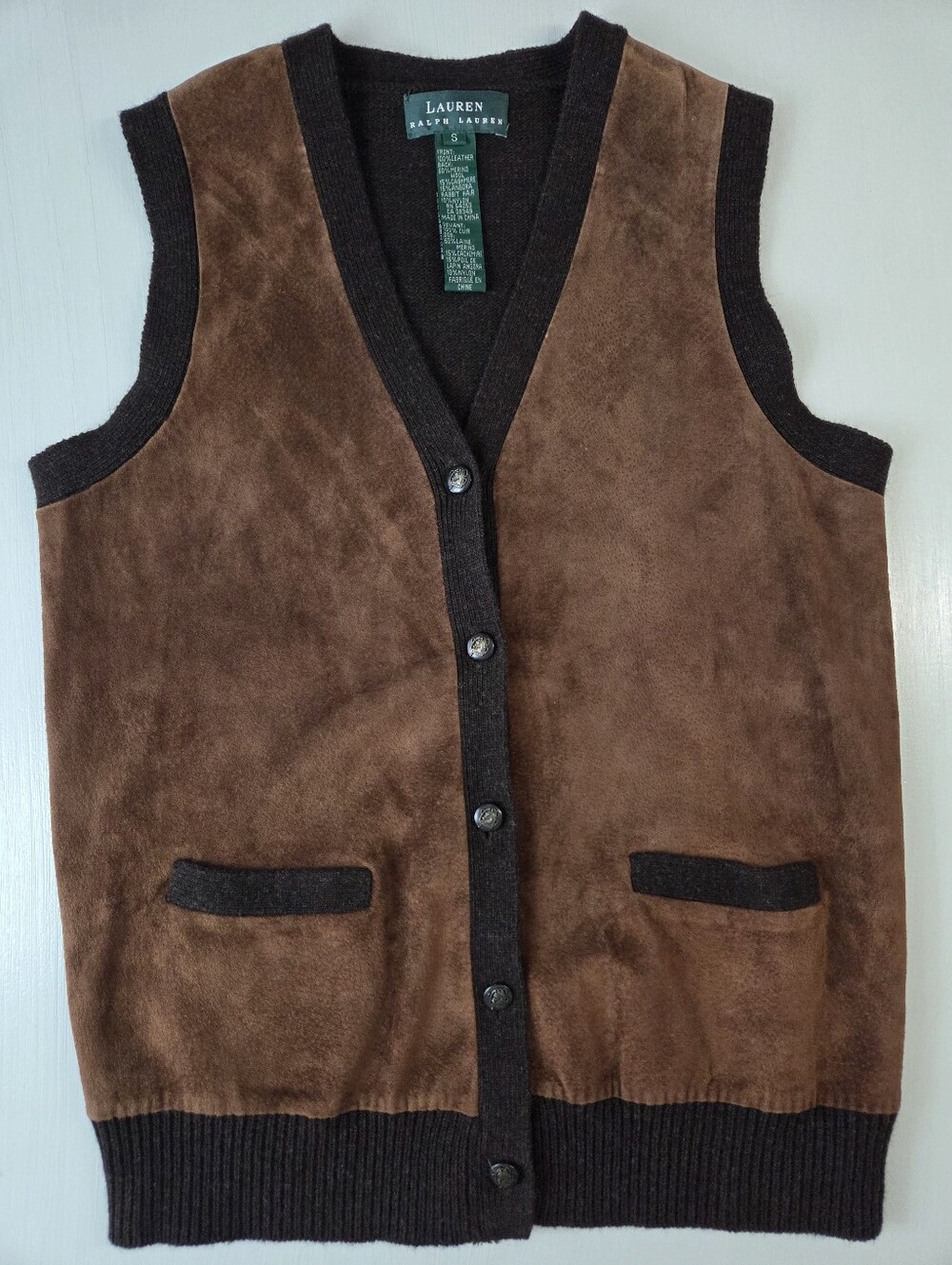 Lauren Ralph Lauren Suede And Wool Blend Vest